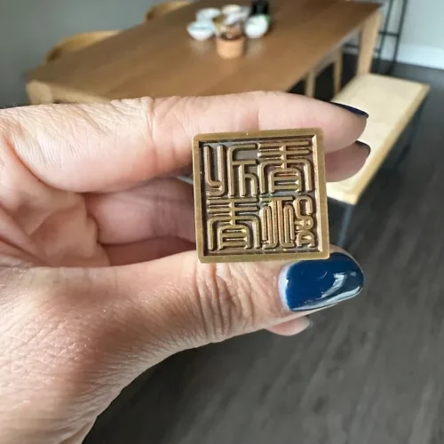 Click to view full screen Custom Brass Chinese Name Stamp – Personalized Calligraphy Seal Chop photo review